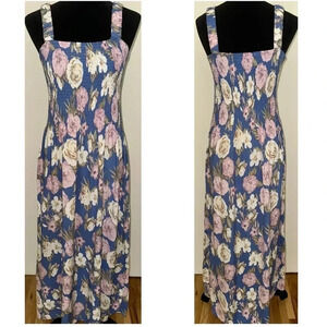 Dashing Smocked Floral Printed Sleeveless Maxi Dress